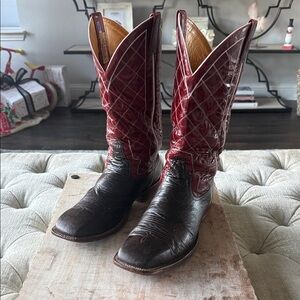 Brown and Red Cowboy Western Boots